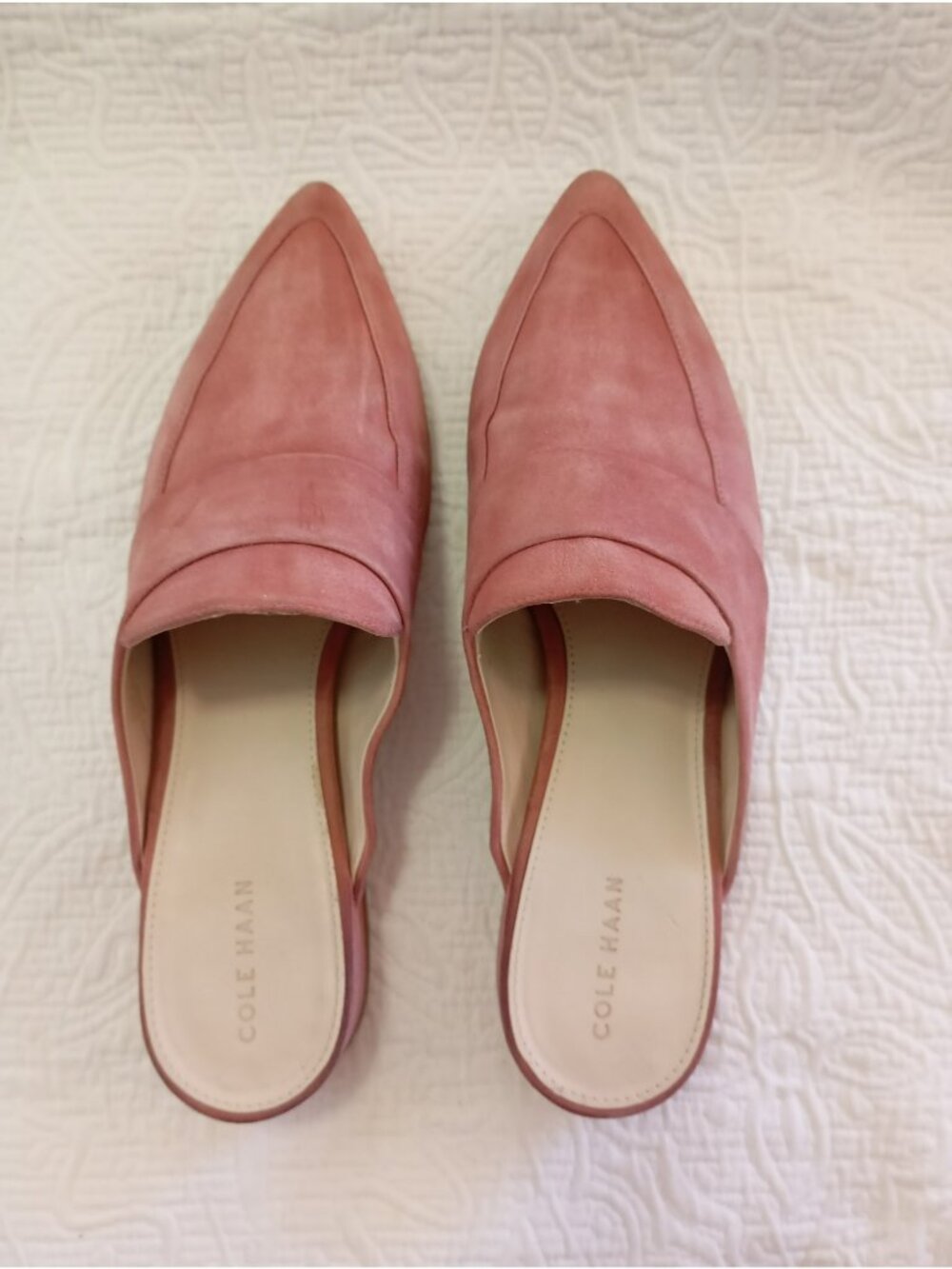 Cole Haan Womens Pointed Toe Pink Suede Mule Flats 9B - Picture 6 of 12